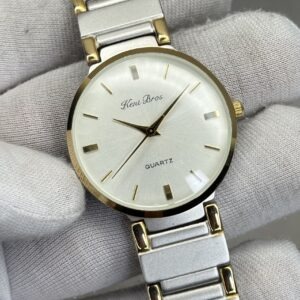 Kent Bros 33mm – White Dial with Dual-Tone Chain Bracelet Classic Watch