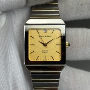 Mario Palazzi 27mm – Golden Dial with Dual-Tone Chain Bracelet Dress Watch