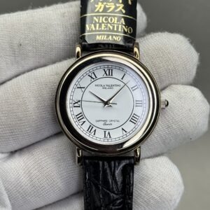 Nicola Valentino 32mm – White Dial with Black Strap Elegant Watch