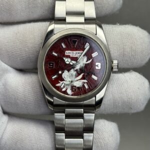 Louis-Jordi LJ-202 36mm – Custom Hand-Painted White Flower Art Dial with Chain Bracelet