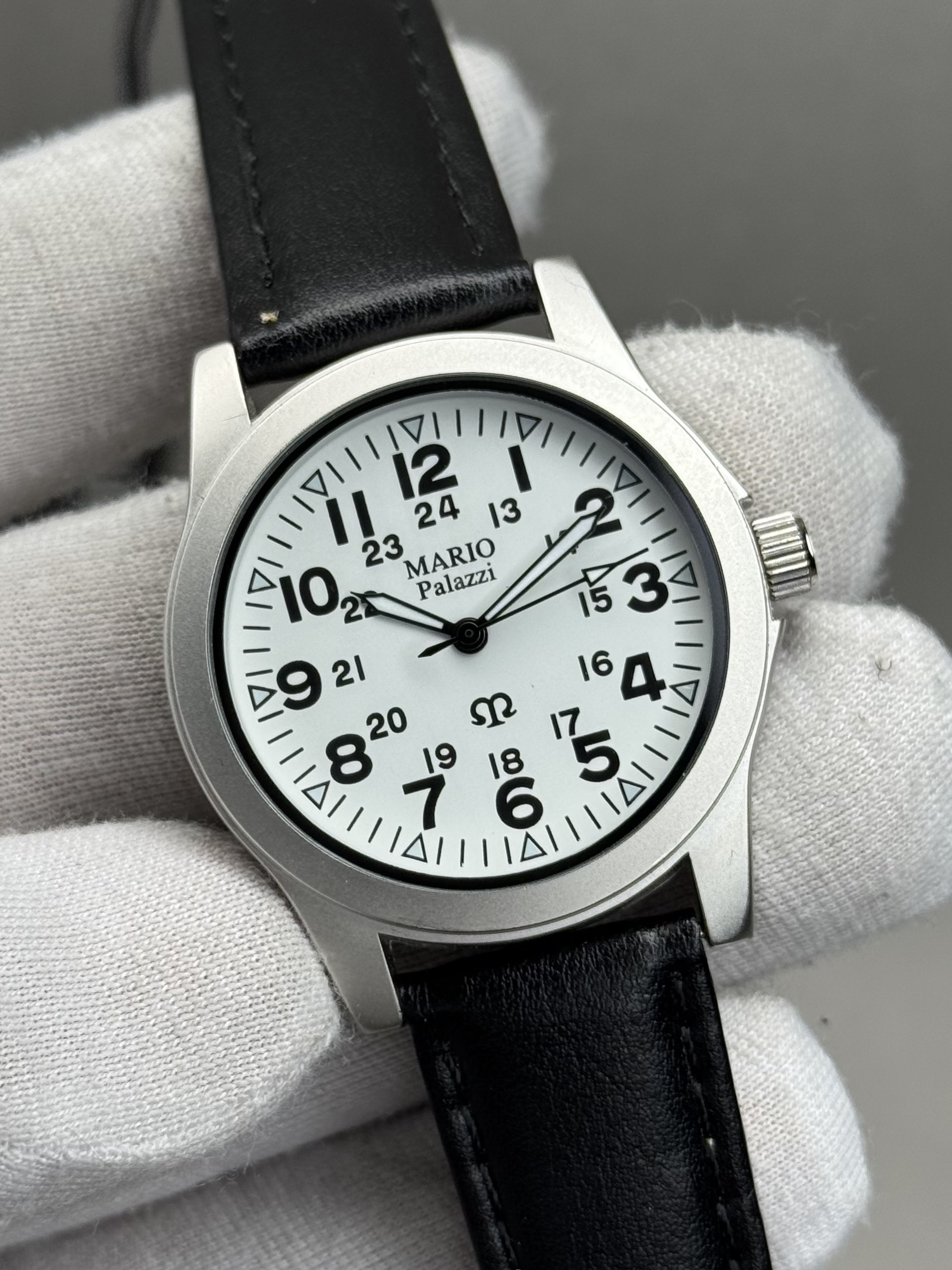 Mario Palazzi MPG-0300-2H 35mm – White Dial with Black Strap Classic Watch - Image 2