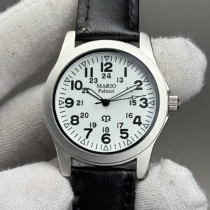 Mario Palazzi MPG-0300-2H 35mm – White Dial with Black Strap Classic Watch