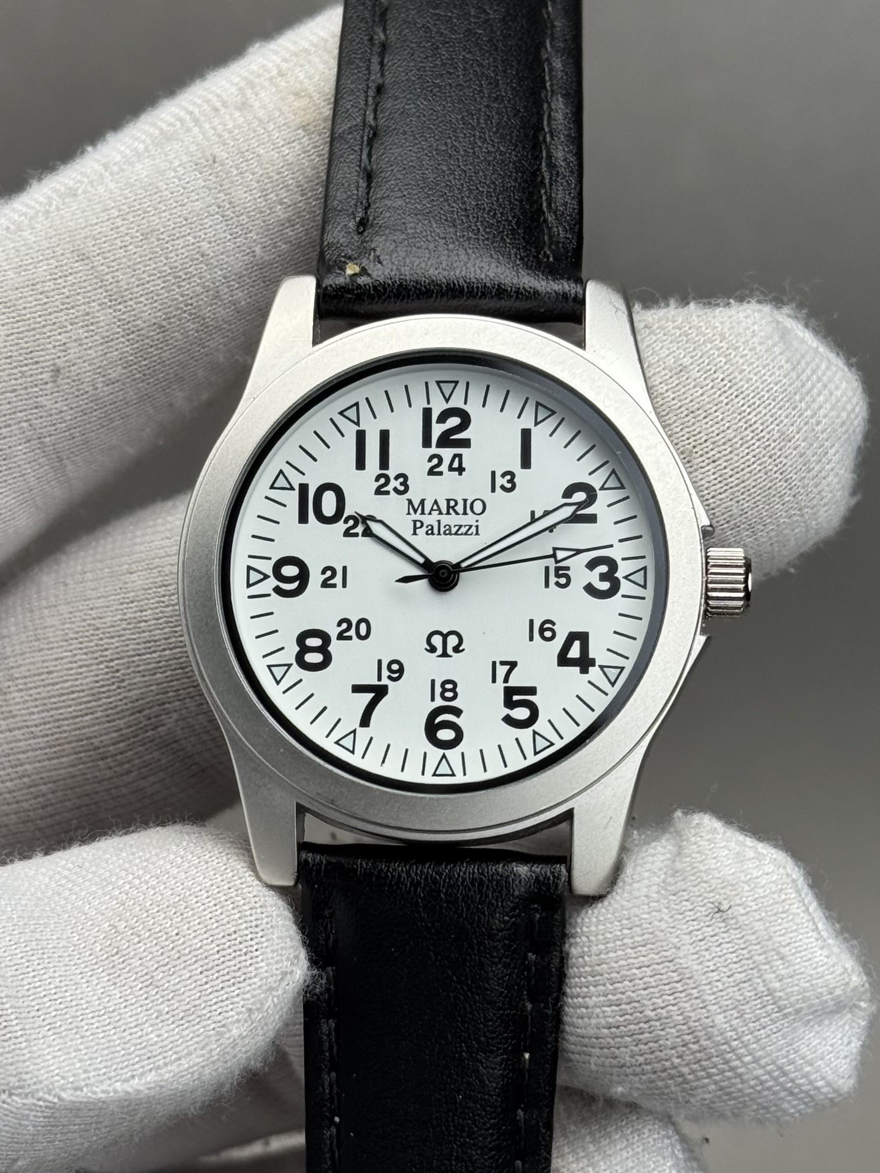 Mario Palazzi MPG-0300-2H 35mm – White Dial with Black Strap Classic Watch