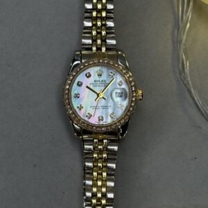 Luxury Datejust Style Watch – Dual Tone Silver & Gold | Opal Dial | Diamond Bezel | Ladies Edition