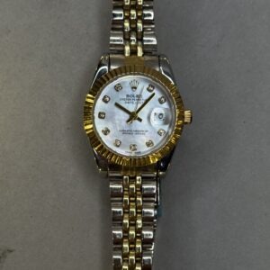 Oyster Perpetual Datejust Style Watch – Dual Tone Silver & Gold | Opal Dial | Smooth Bezel (Ladies)