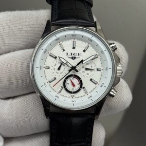 Sports Chronograph Watch – White Dial with Red Sub Second | Black Strap | Black Bezel (Ref: 6161WM1)