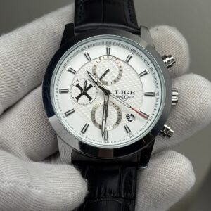 Sports Chronograph Watch – White Dial | Silver Tone Case | Black Strap (Ref: 6181WM1)