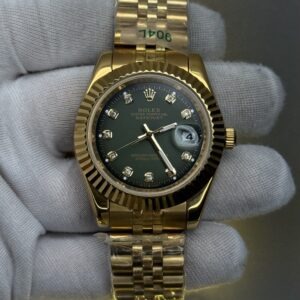 Datejust Style Watch – Olive Green Dial | Fluted Bezel | Premium Classic Design