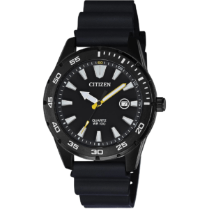Citizen BI1045-13E – Black Dial Quartz Watch with Black Rubber Diver Strap